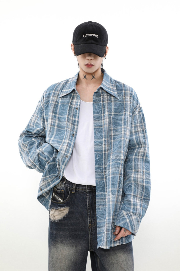Washed Plaid Button-Up