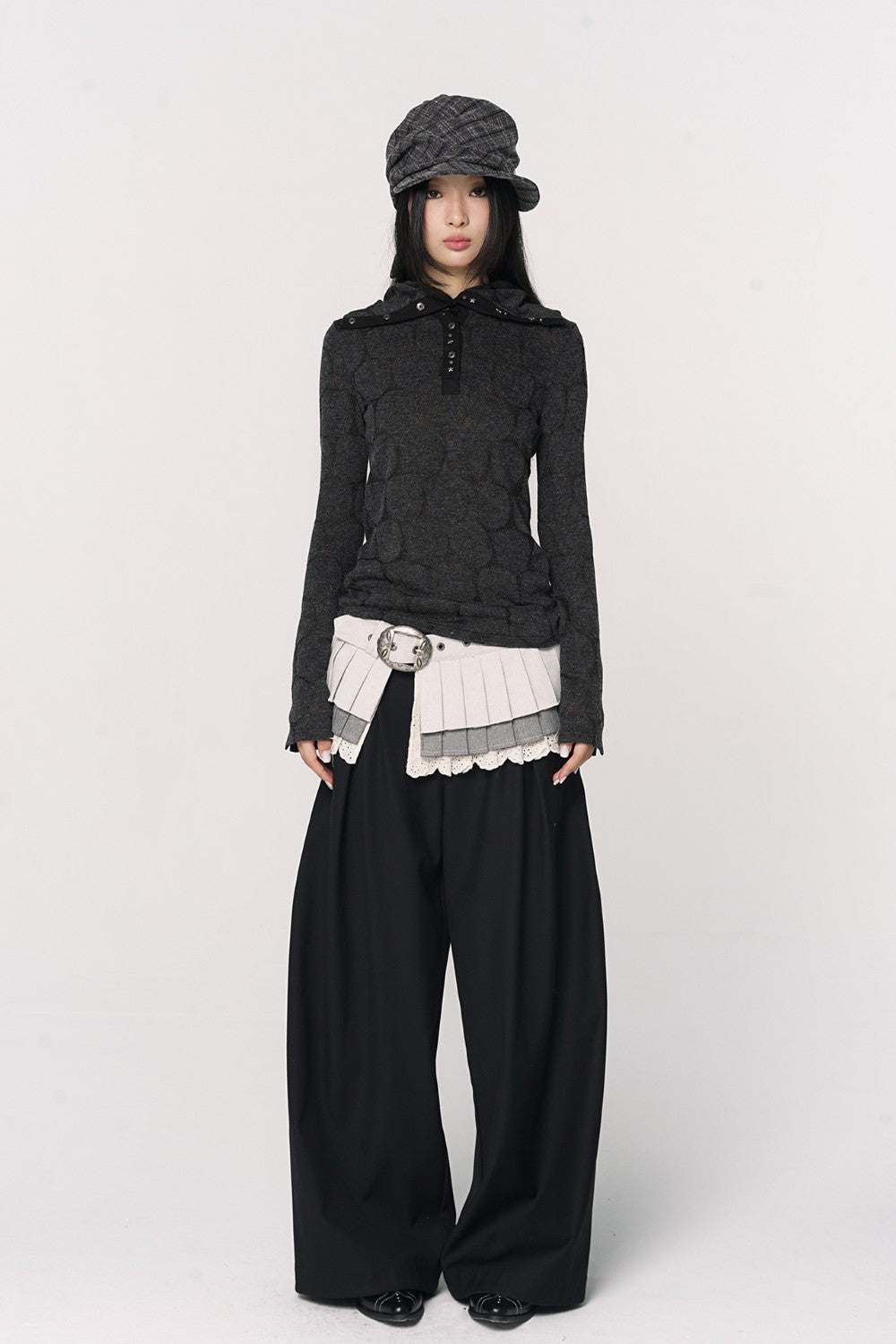 Triple Pleat Overlay Skirt