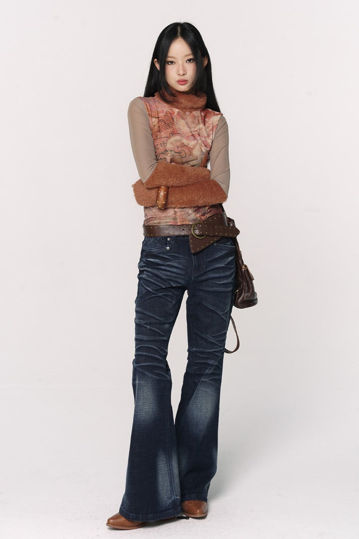 Monica Washed Flare Jeans