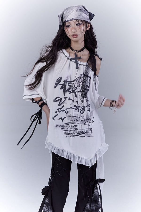 Oversized Ribbon Ruffle Shirt