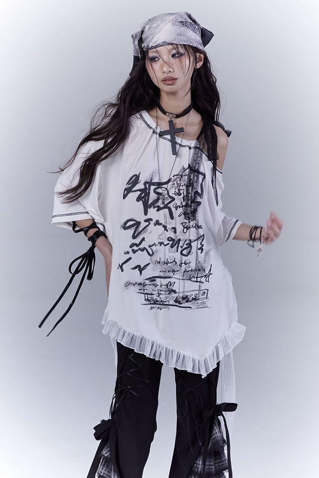 Oversized Ribbon Ruffle Shirt