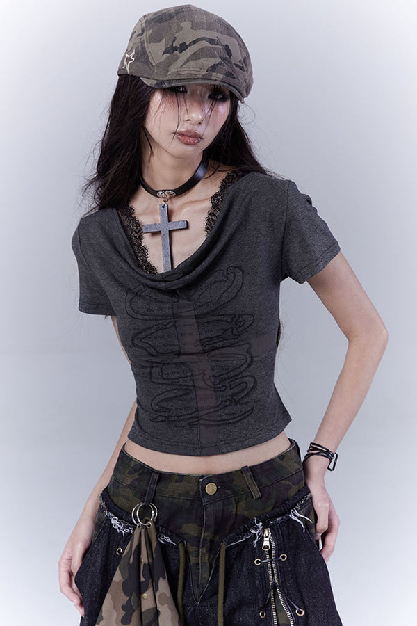 Snake Cowl Neck Shirt