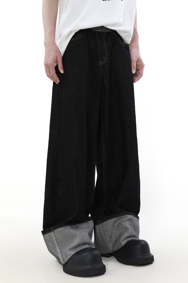 Wide Cuffed Denim Jeans