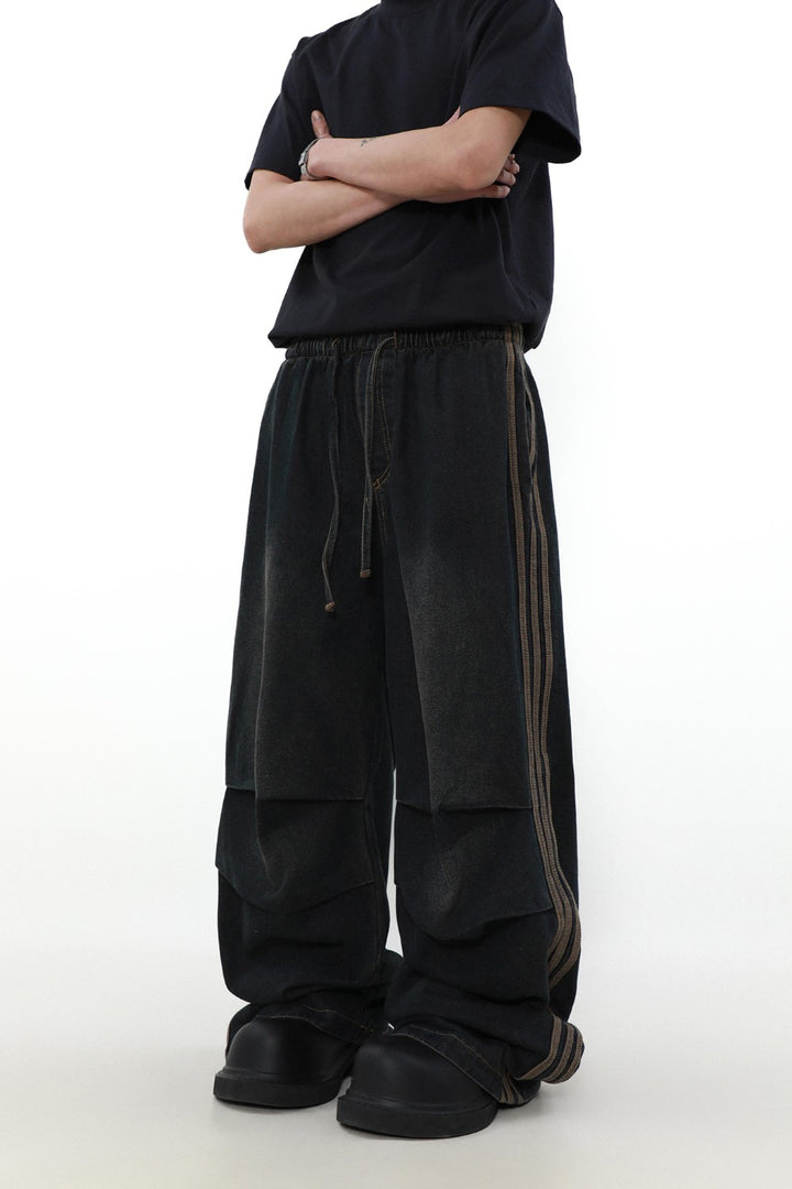 Striped Denim Track Jeans