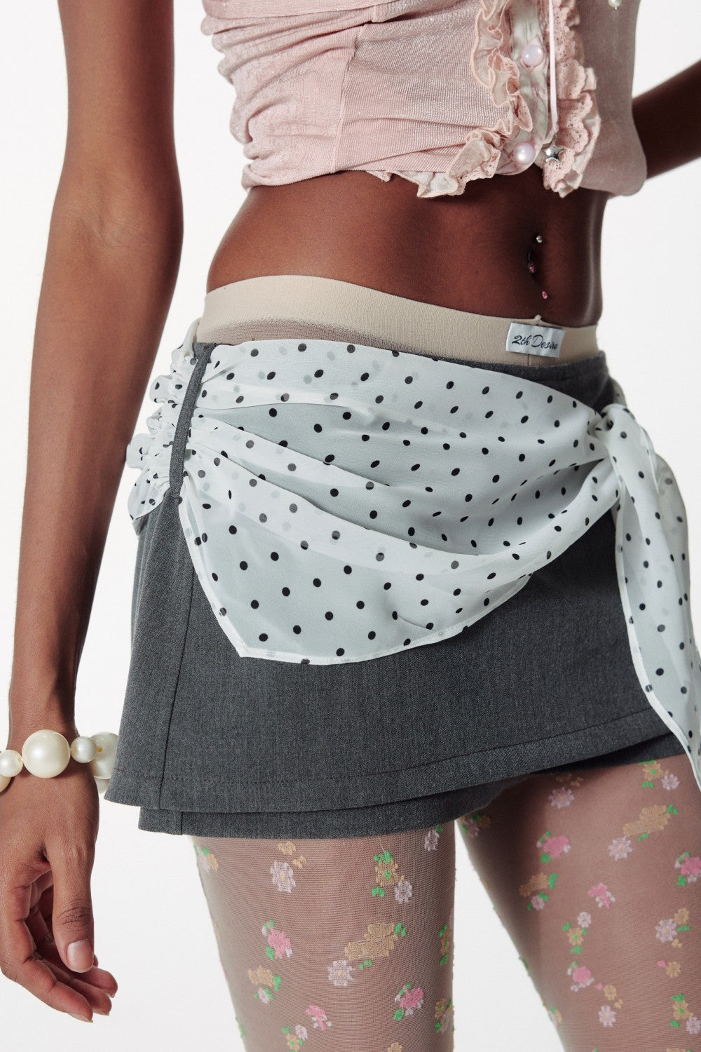 Polka Scarf Mini Skirt