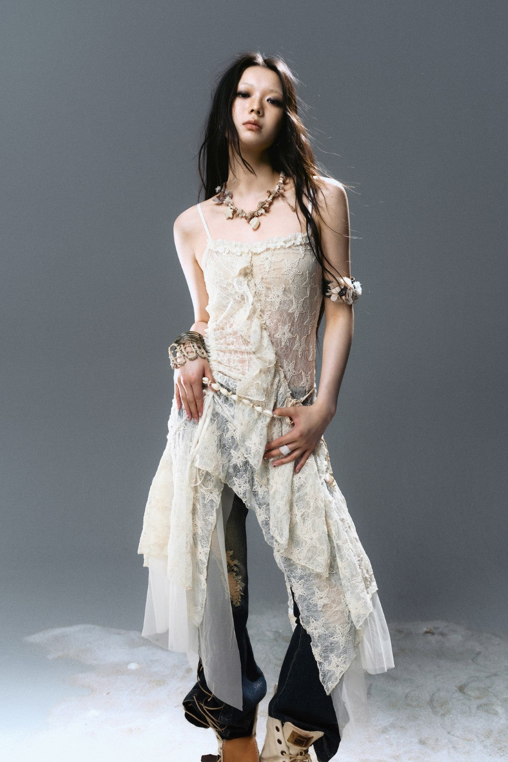 Flowing Star Lace Dress