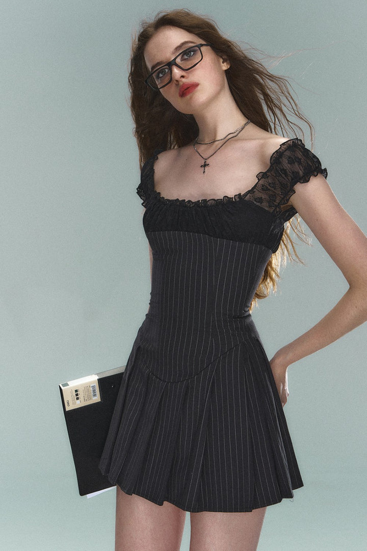 Pinstripe Lace Dress