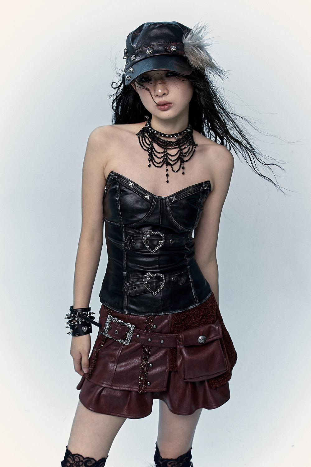 Heart Buckle Leather Bustier