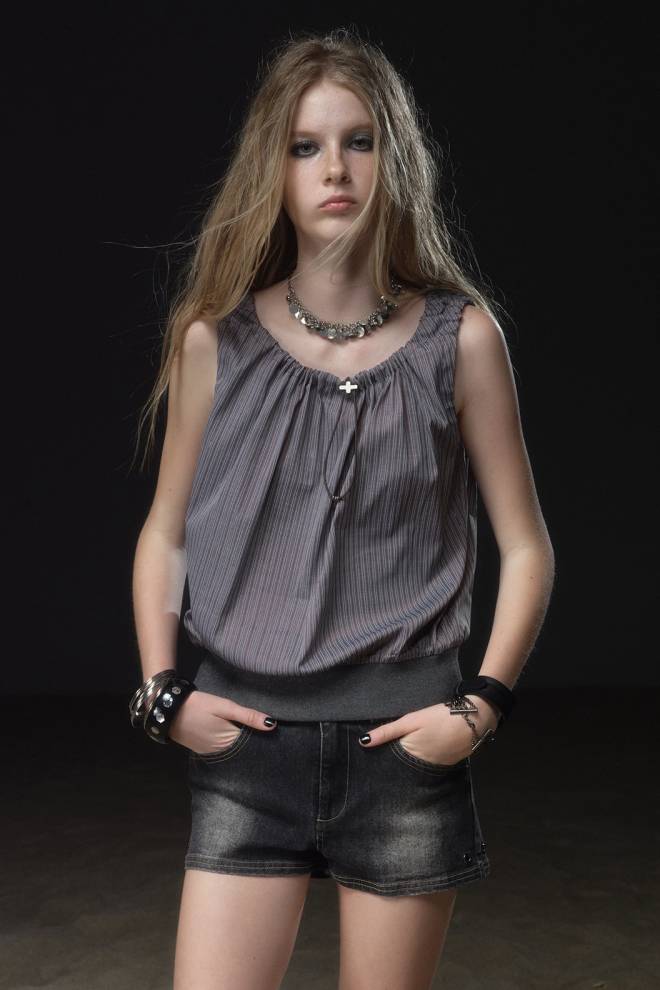 Blouson Pinstripe Top