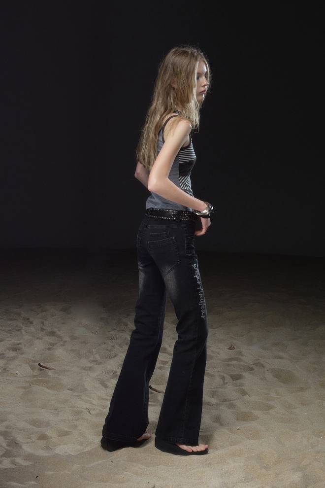 Black Graphic Bootcut Jeans