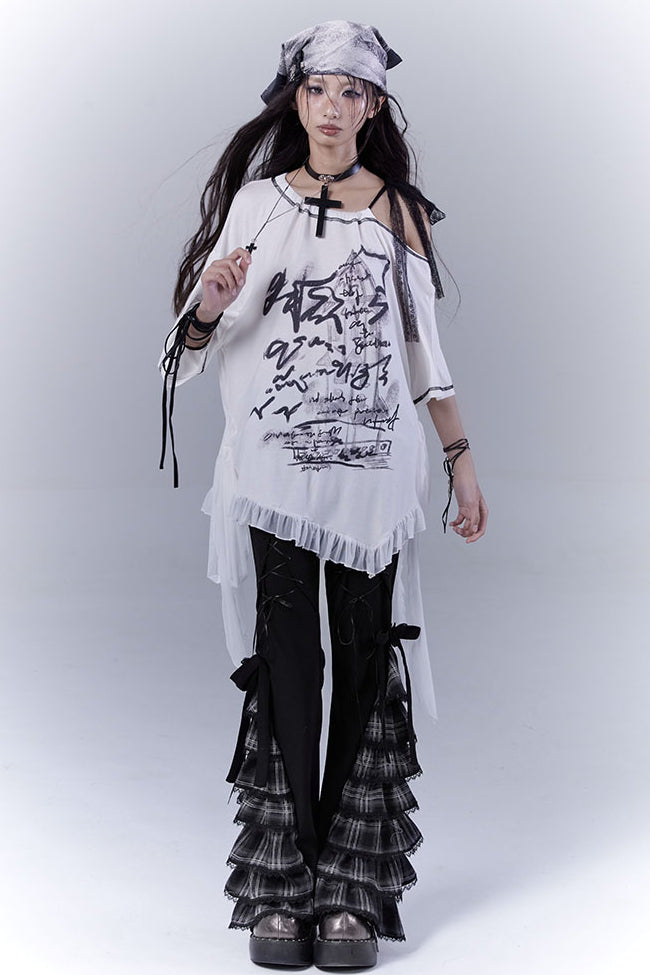 Oversized Ribbon Ruffle Shirt