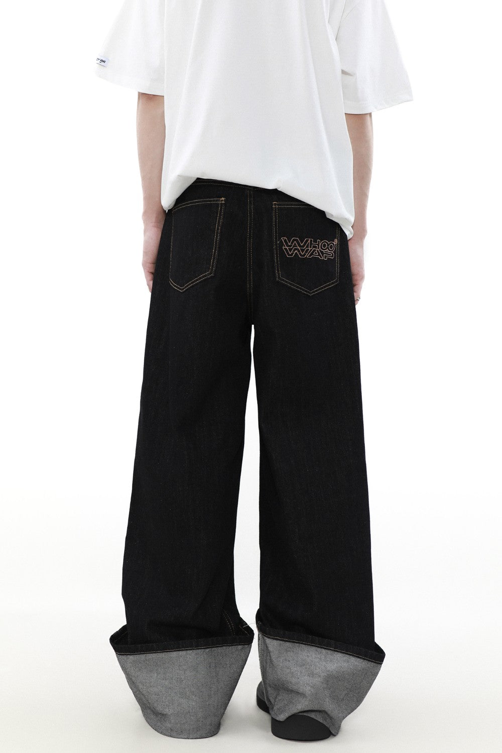 Wide Cuffed Denim Jeans