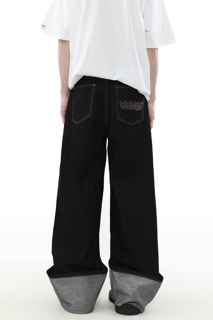 Wide Cuffed Denim Jeans