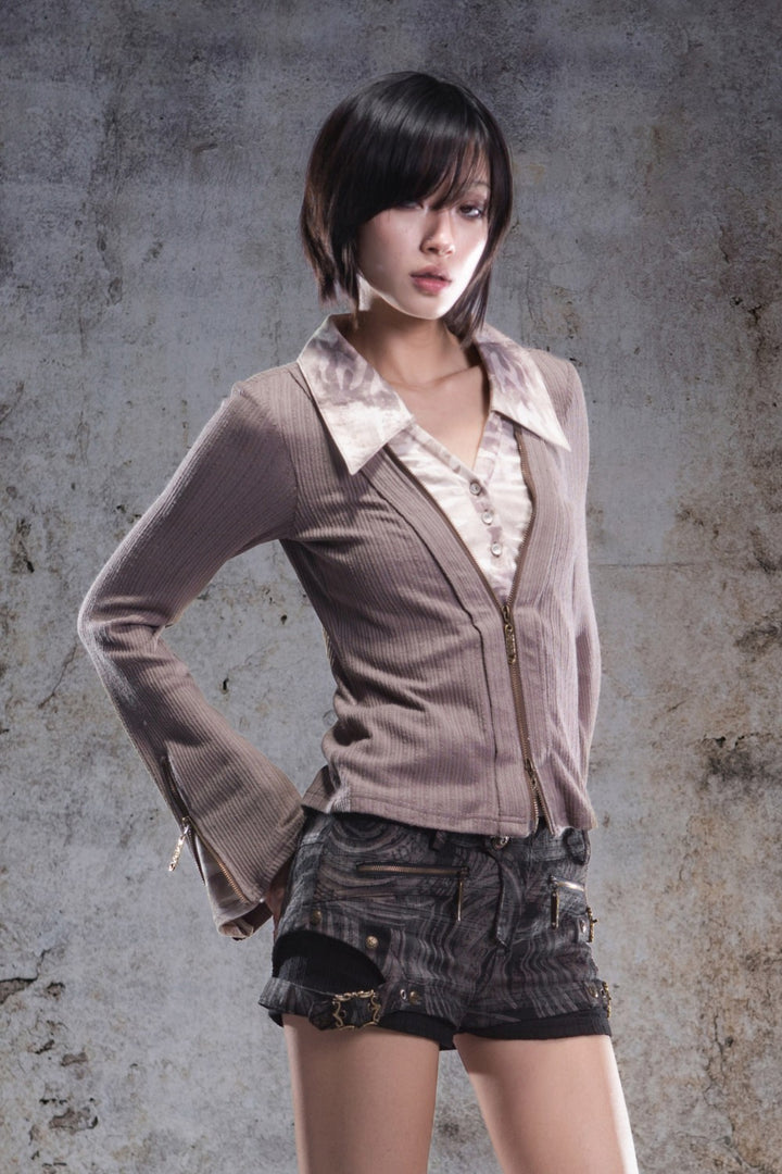 Alina Layered Zip-Up Blouse