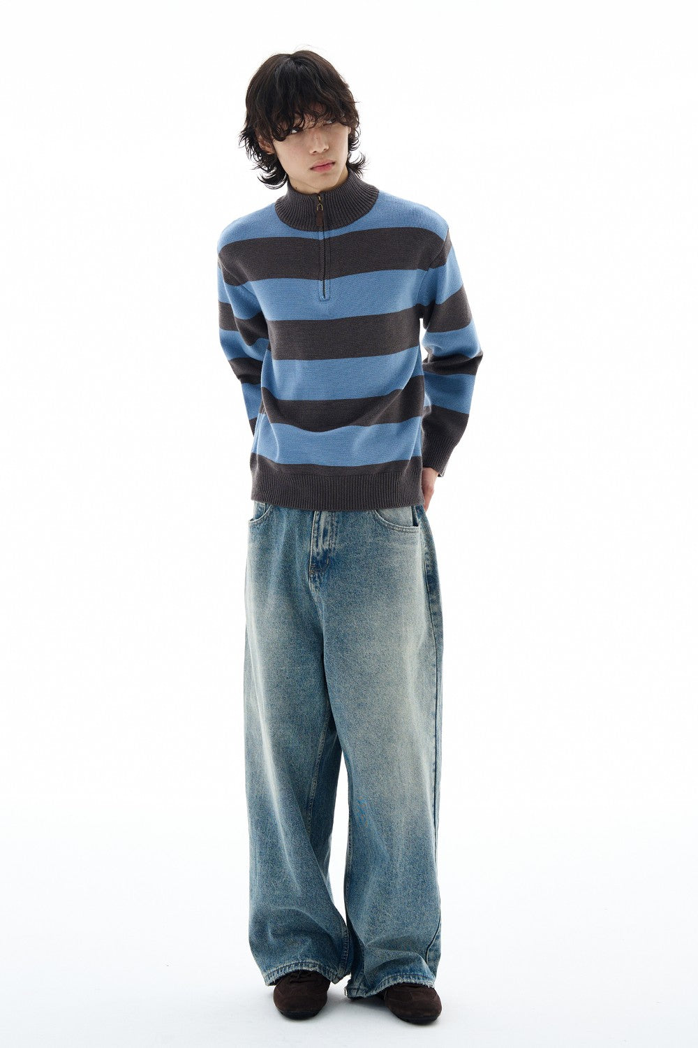 Vintage Stripe Zip Sweater