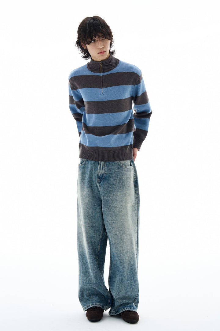 Vintage Stripe Zip Sweater