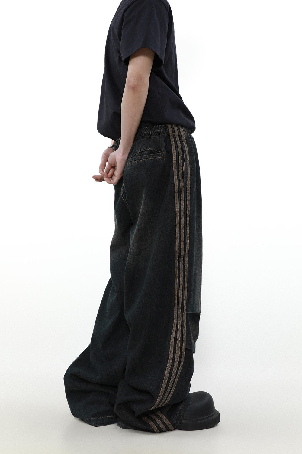 Striped Denim Track Jeans