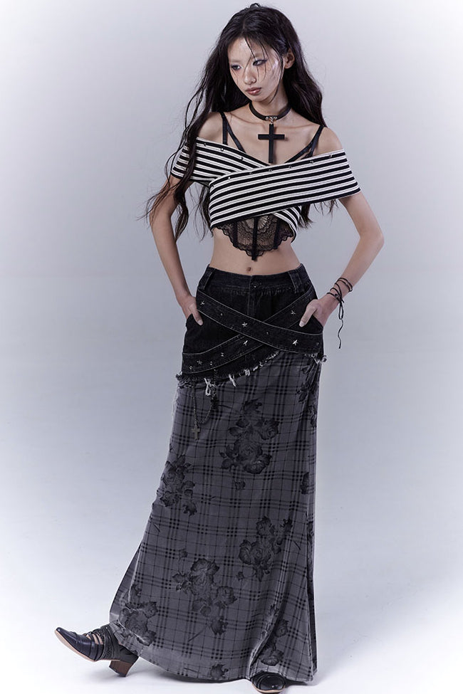 Striped Off-Shoulder Bandeau Top