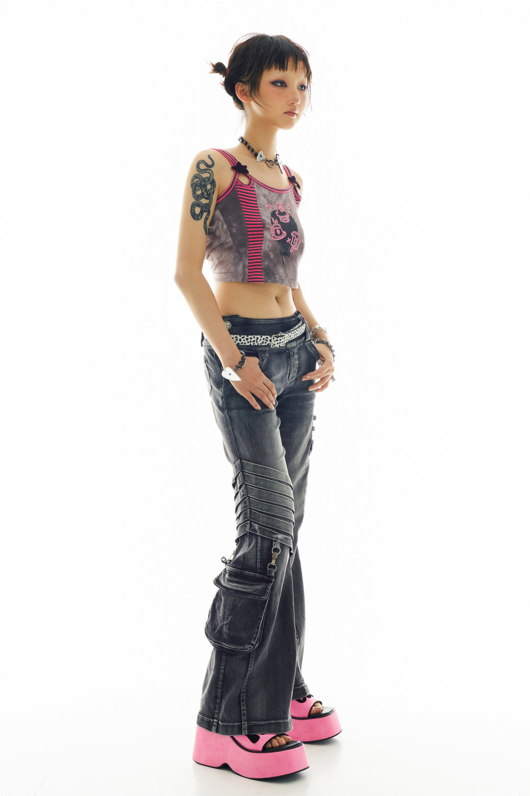 Crossover Washed Flare Jeans