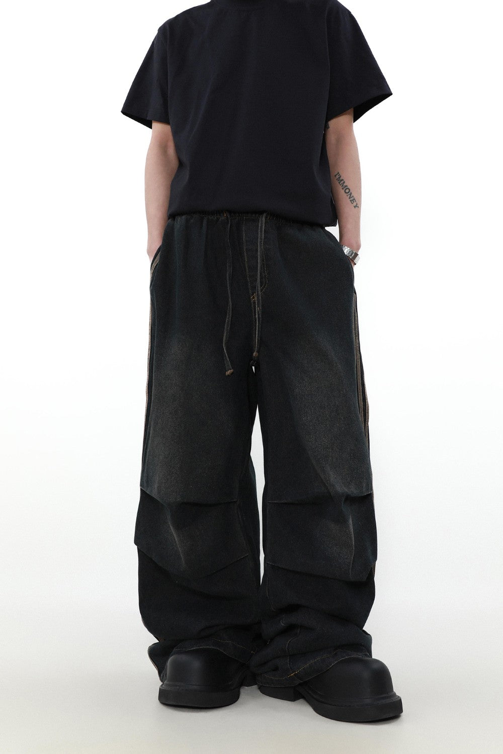 Striped Denim Track Jeans