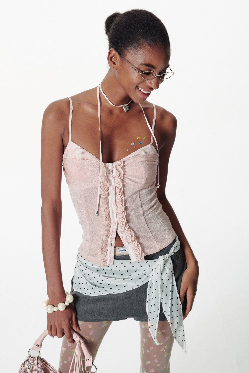 Polka Scarf Mini Skirt