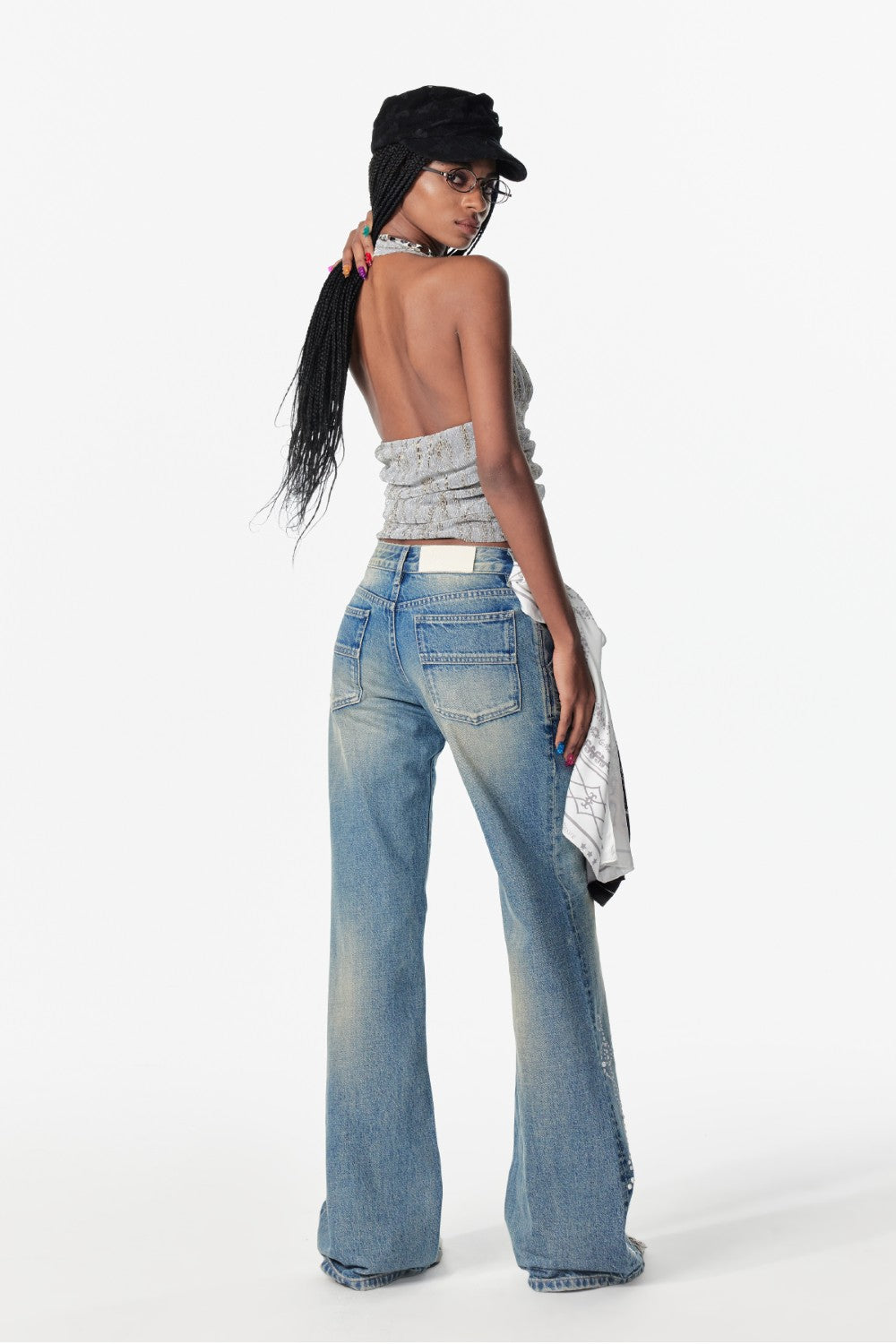 Ruched Button Halter Top