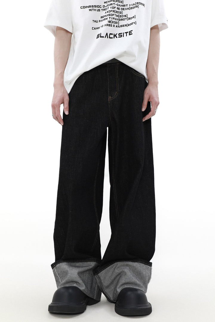 Wide Cuffed Denim Jeans