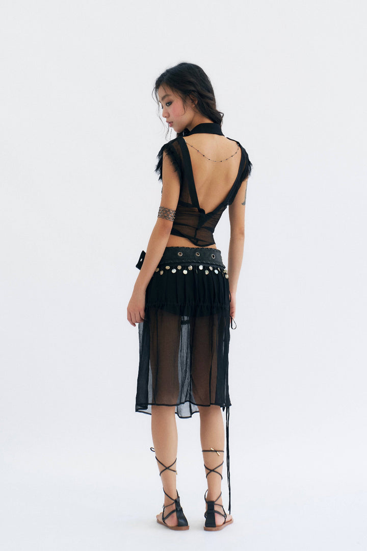 Sheer Ruffle Vest