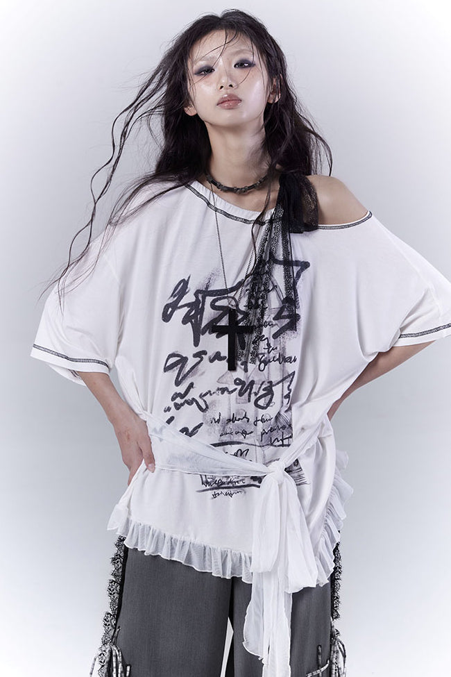 Oversized Ribbon Ruffle Shirt