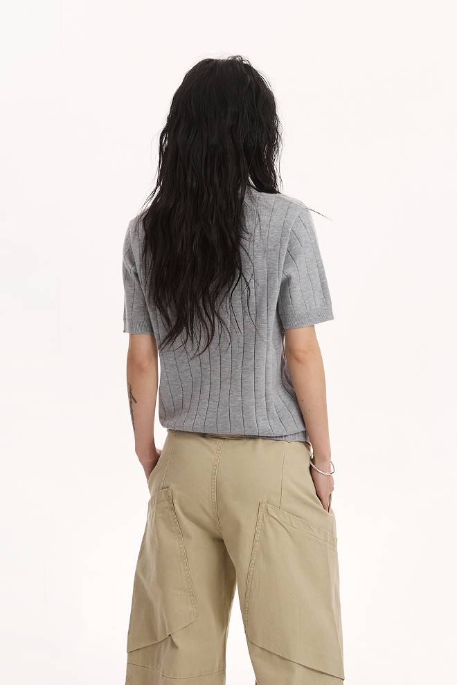 Ribbed Knit Polo