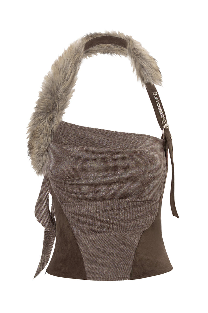 Suede Fur Halter Top