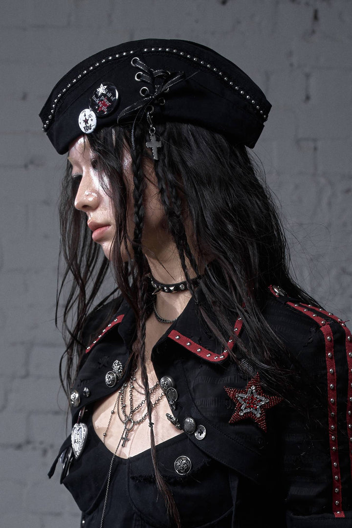 Crosslace Studded Cap
