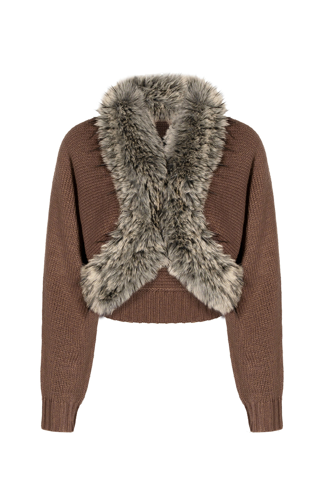 Cross Fur Trim Cardigan