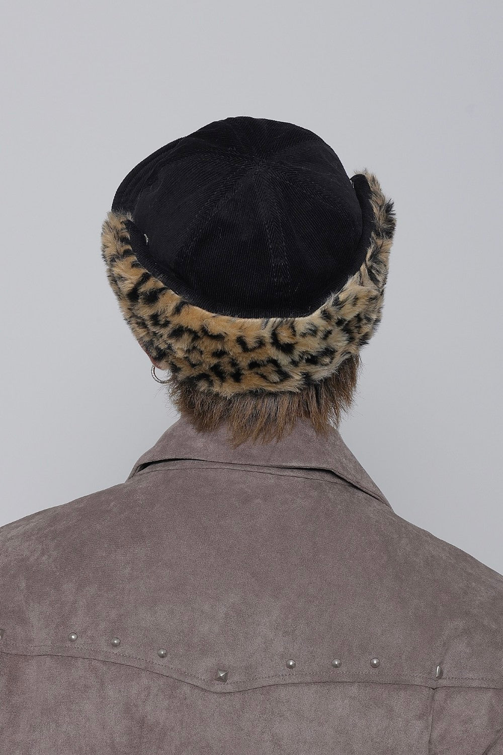 Curduroy Leopard Earflap Cap