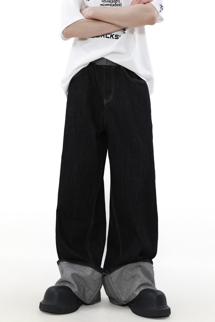 Wide Cuffed Denim Jeans