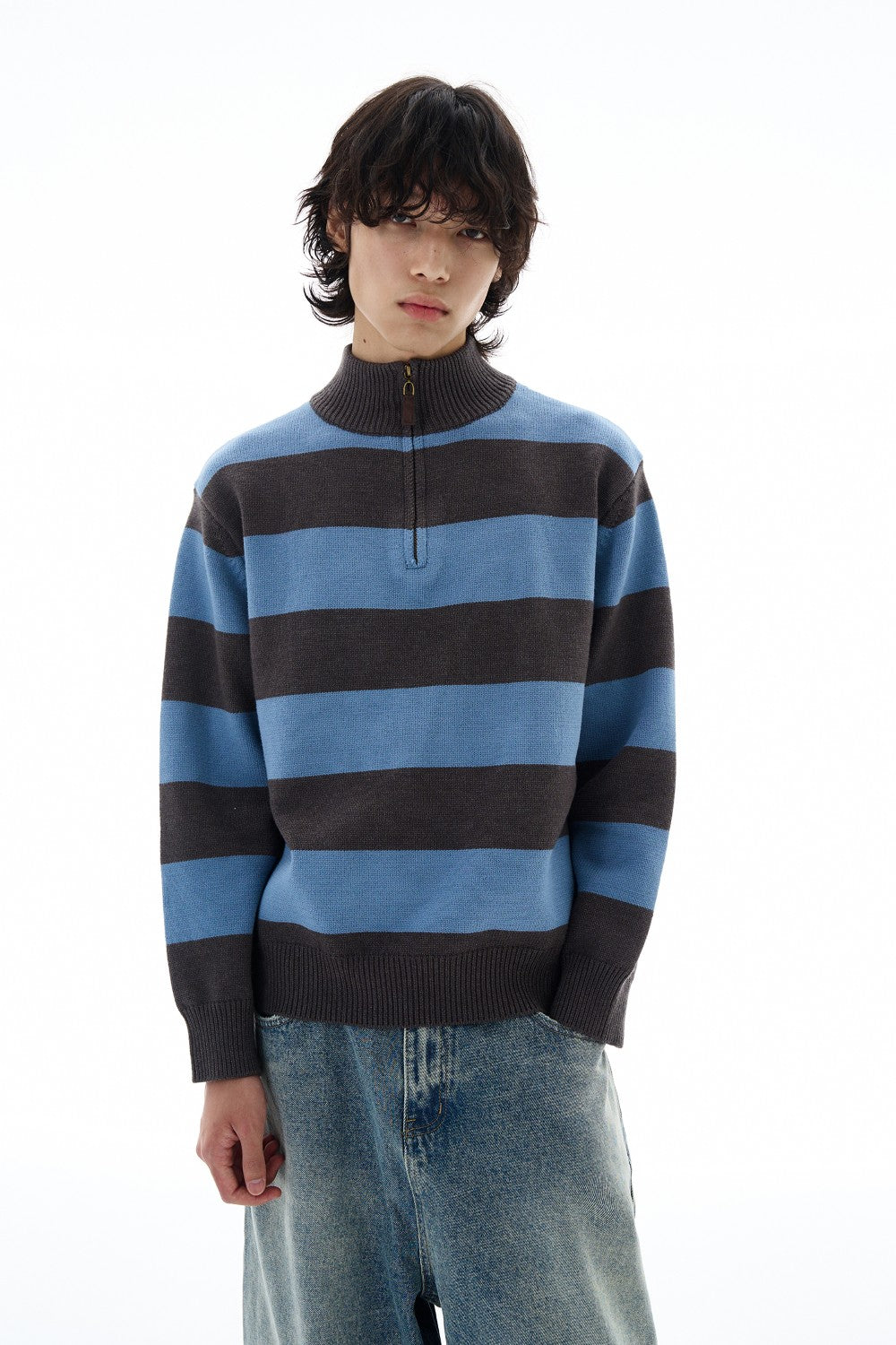 Vintage Stripe Zip Sweater