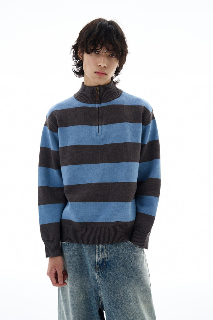 Vintage Stripe Zip Sweater