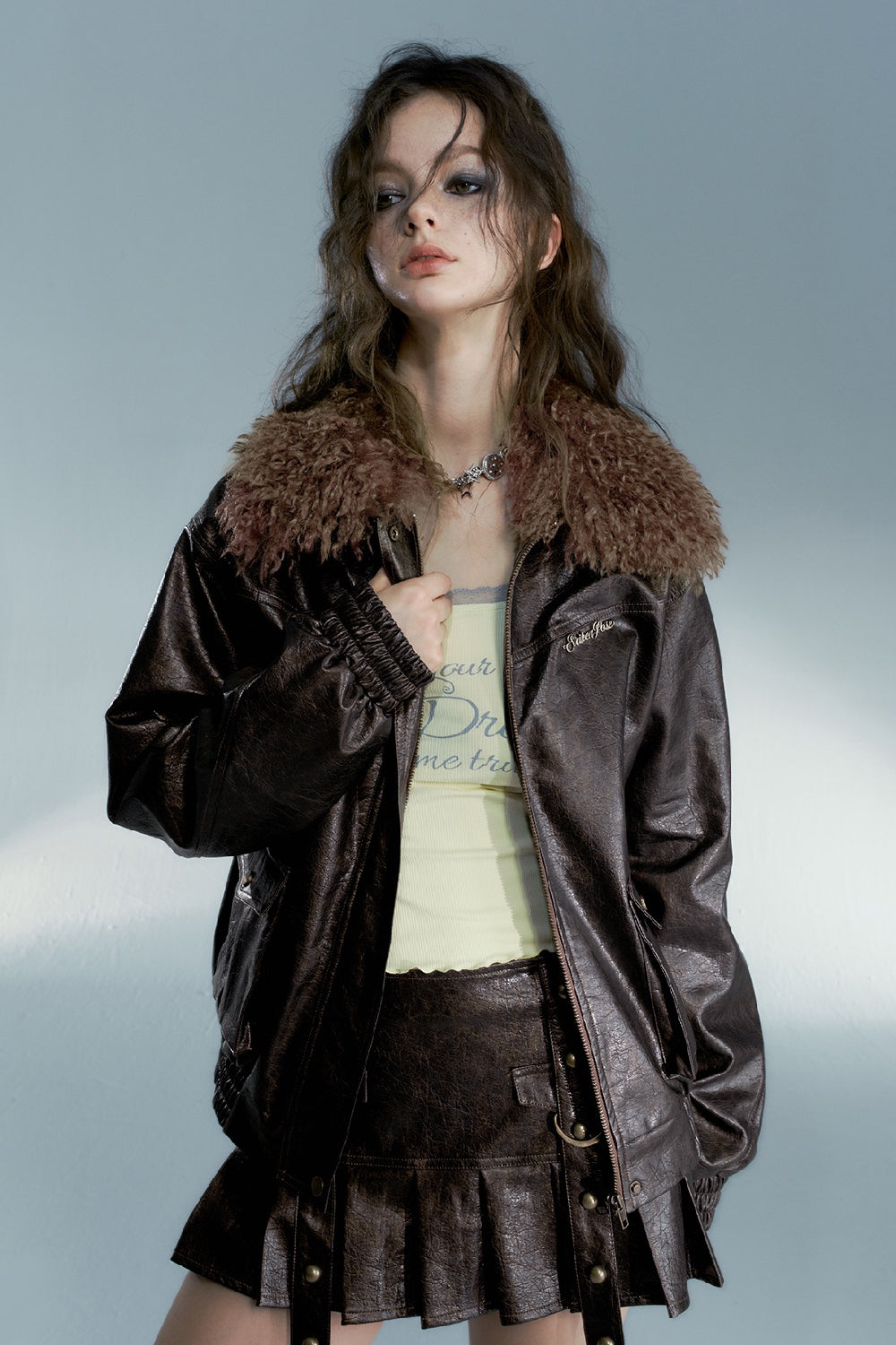 Velvet Leather Coat