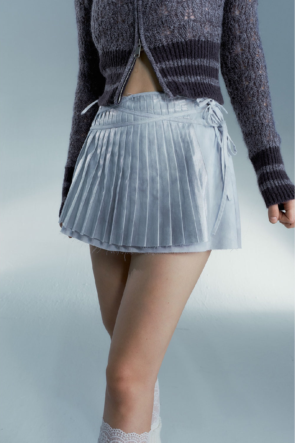 Silver Pleated Skirt