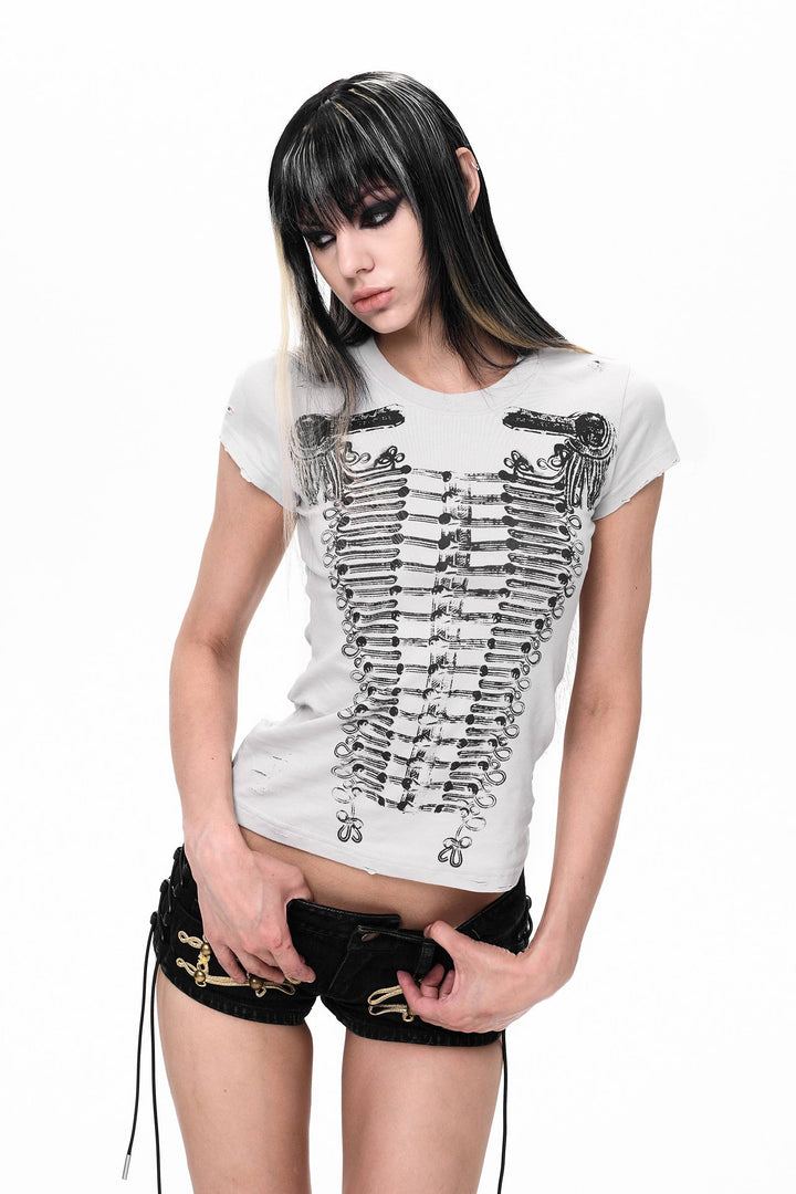 Bone Print Fitted Tee