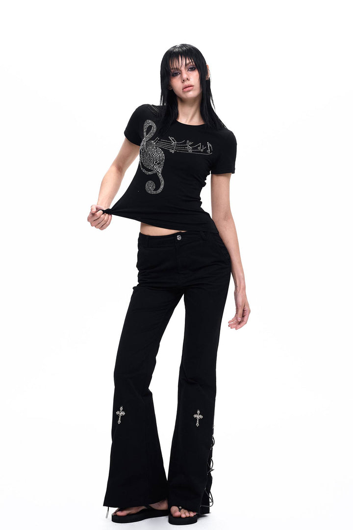 Rhinestone Crystal Guitar Tee