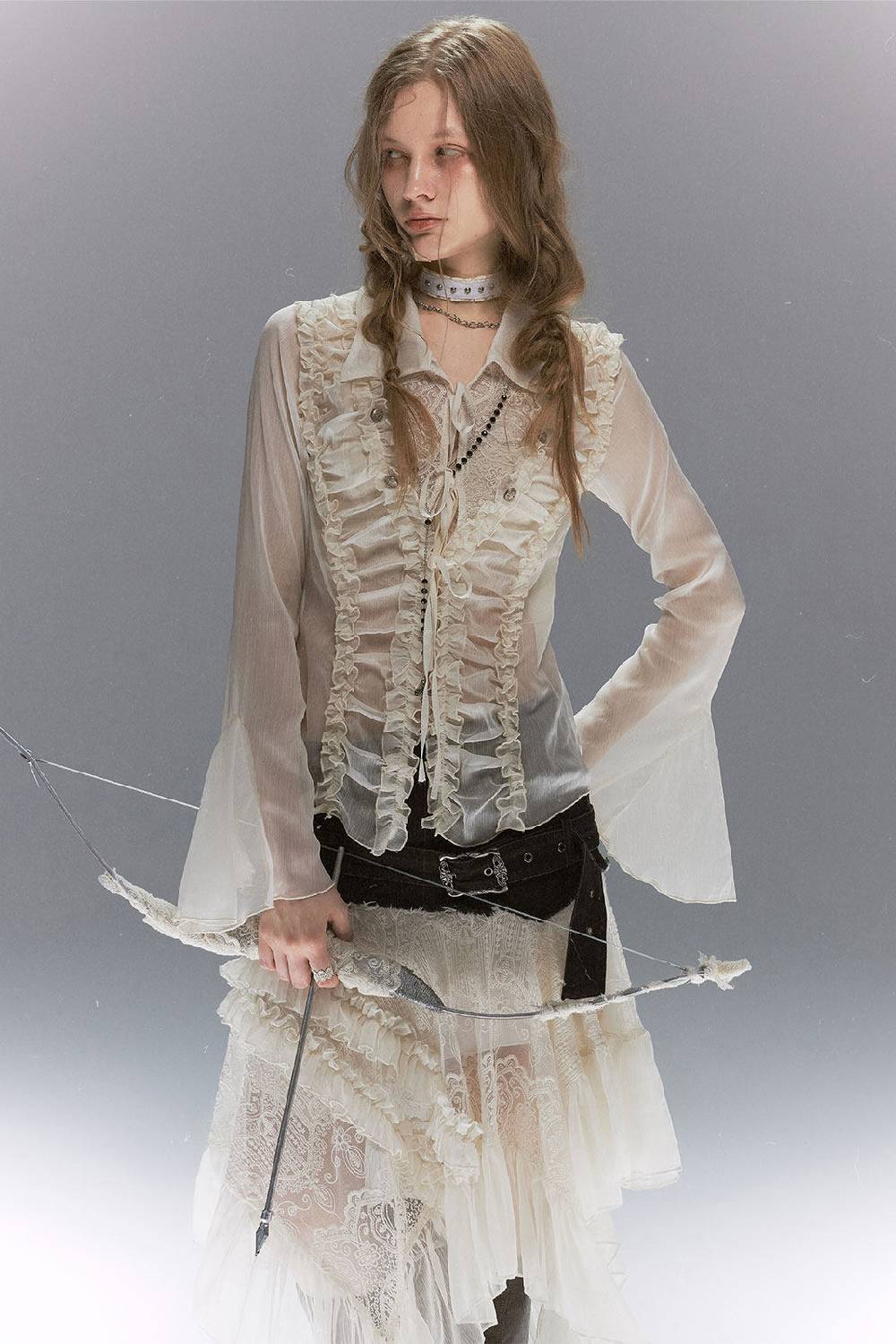 Victorian Lace Chiffon Blouse