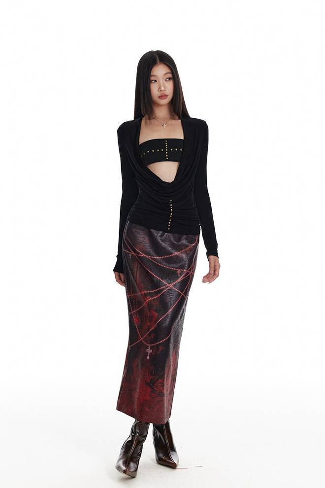 Draped Stud Detail Top