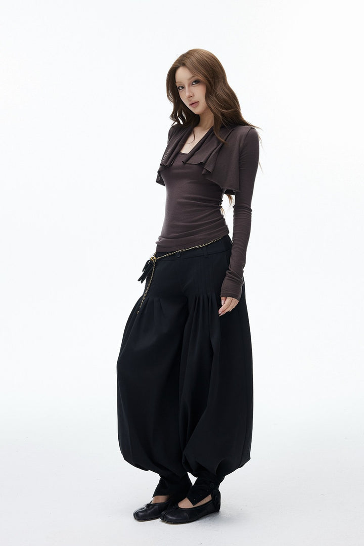 Layered Wavy Drape Shirt