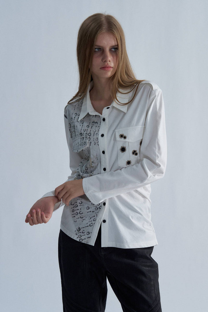 Static Ruched Button Shirt