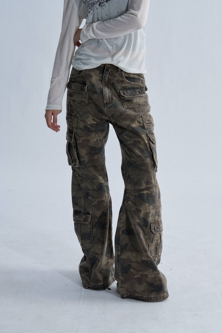 Distressed Camo Cargo Jeans
