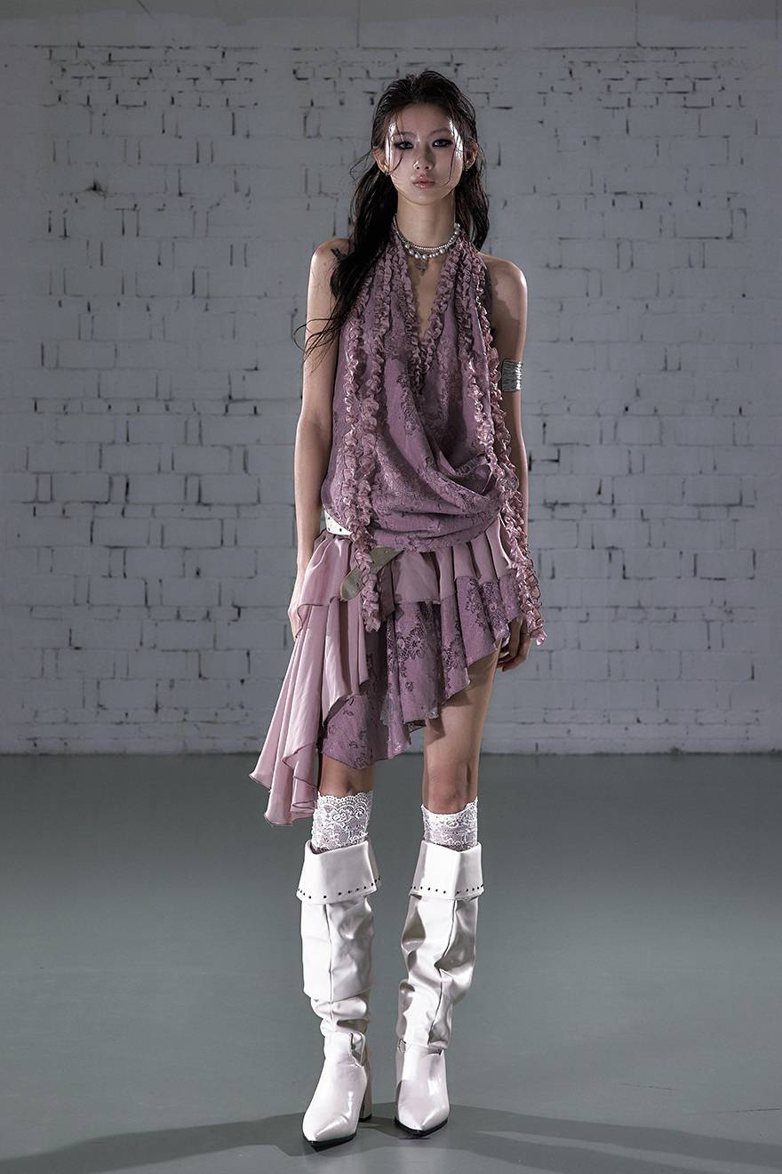 Asymmetrical Lace Drift Dress