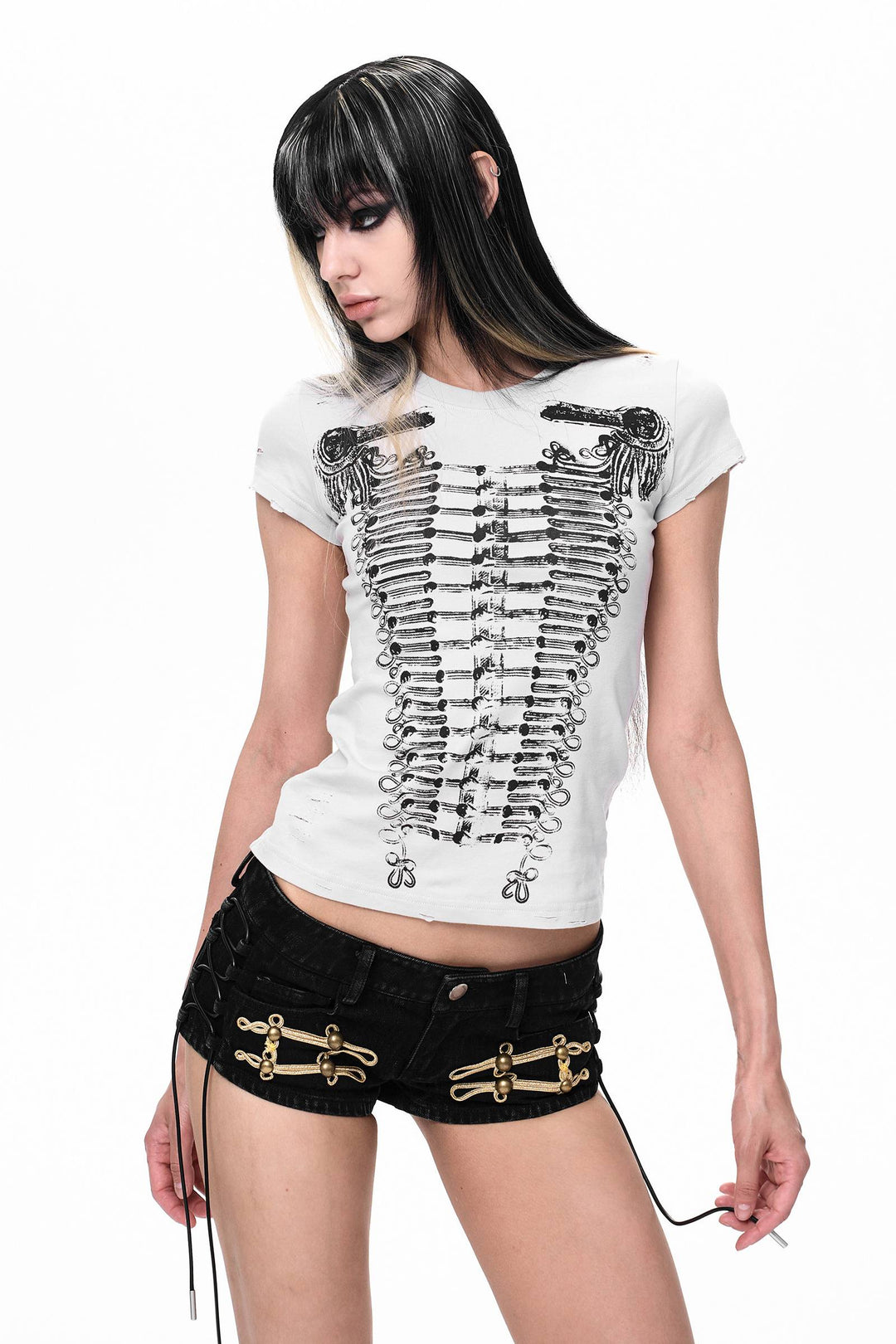 Bone Print Fitted Tee