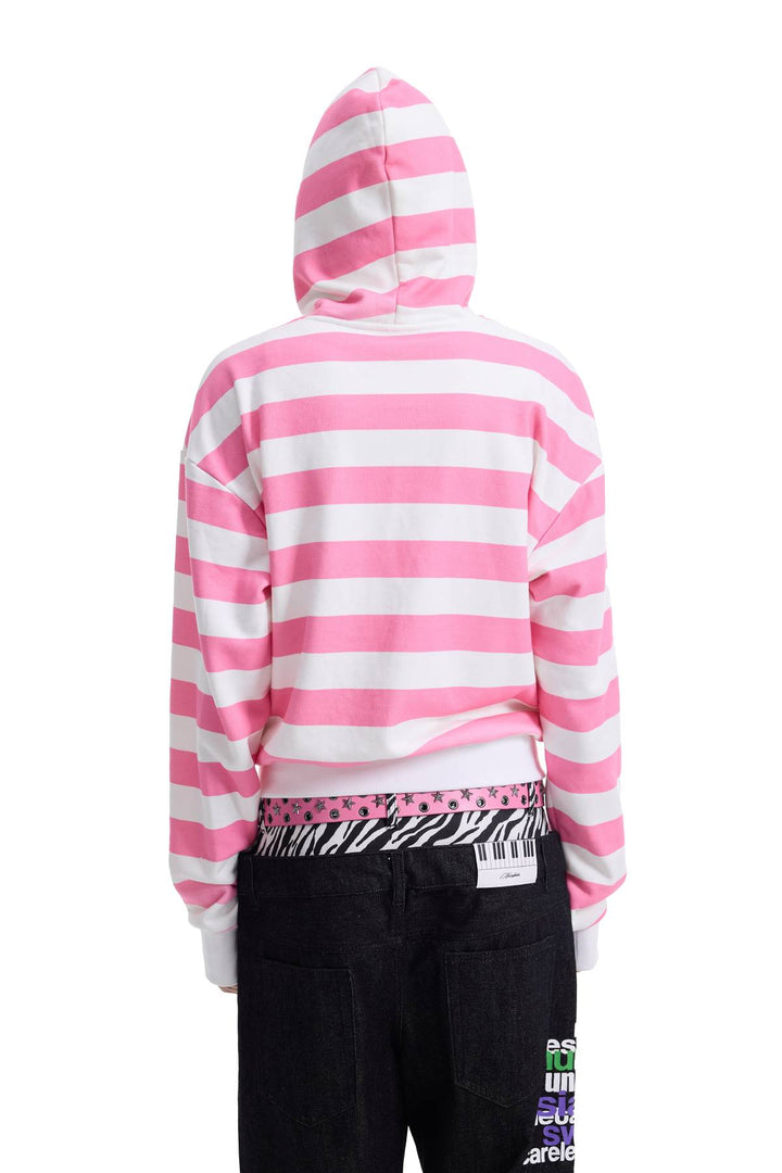 Oversized Stripe Zip Hoodie