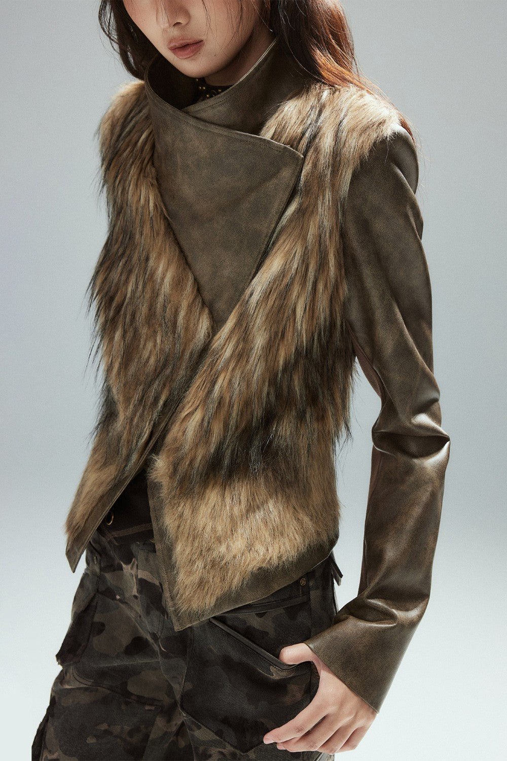 Faux Fur Leather Jacket